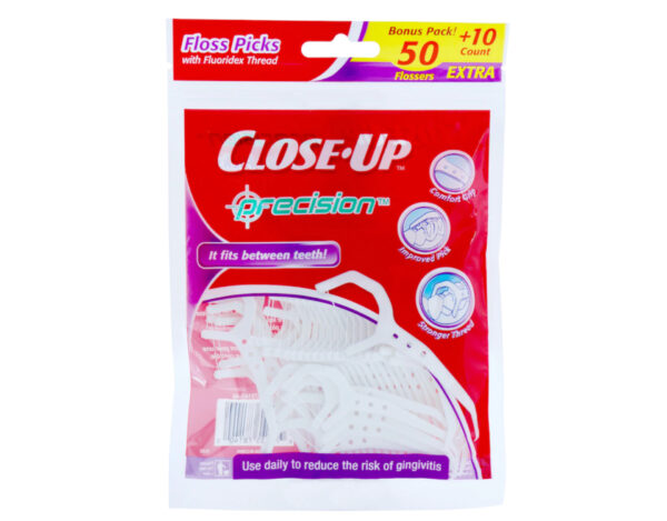 Close up precision floss picks